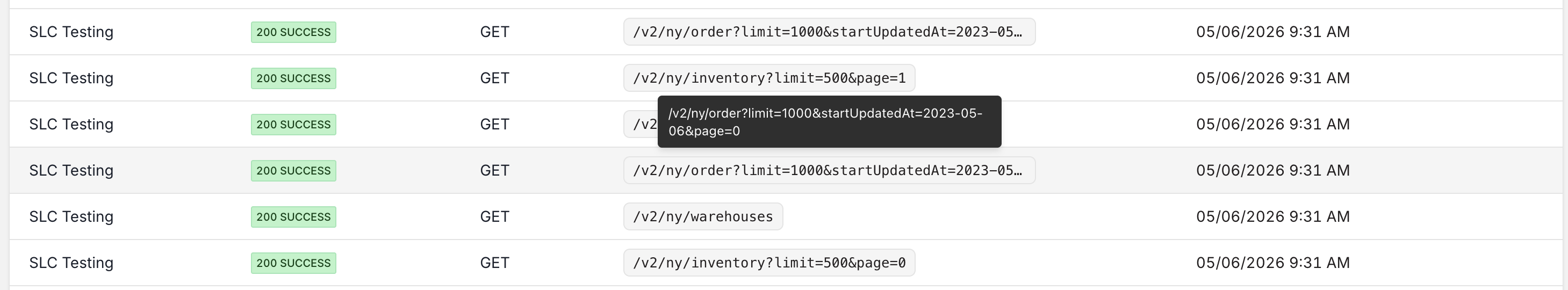 Viewing API log