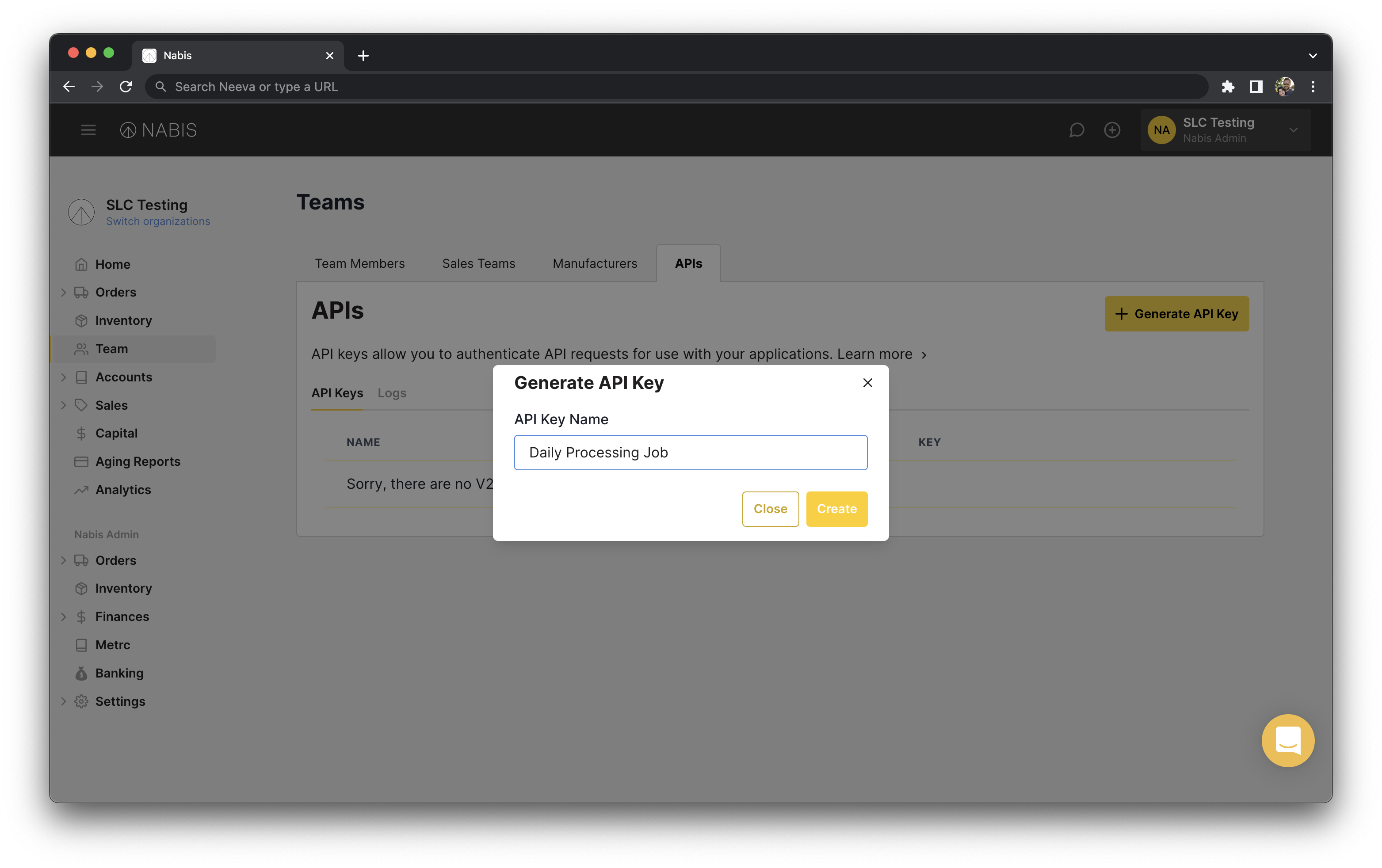 Create the new API key